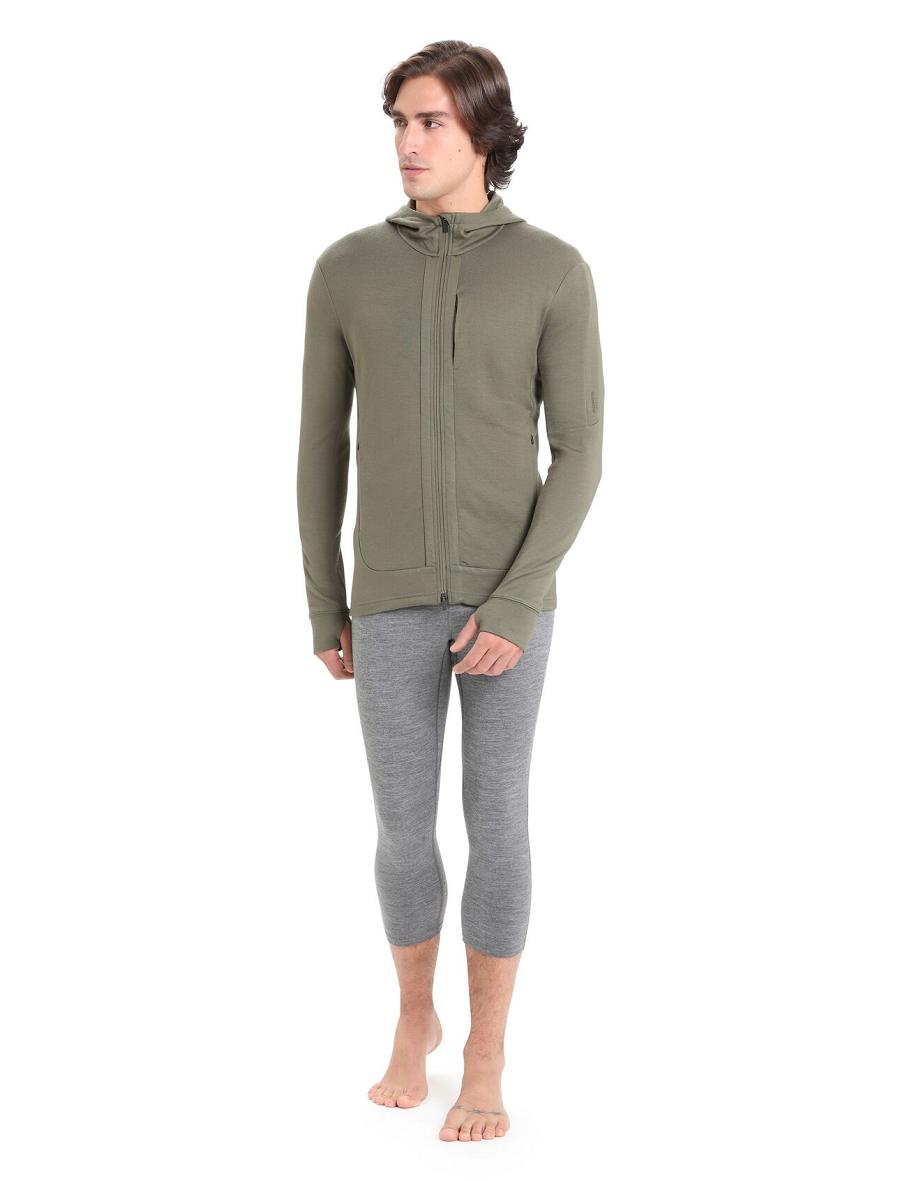 Sweat À Capuche Icebreaker Merino Quantum III Long Sleeve Zip Homme Vert Olive | FR 1269XYUF